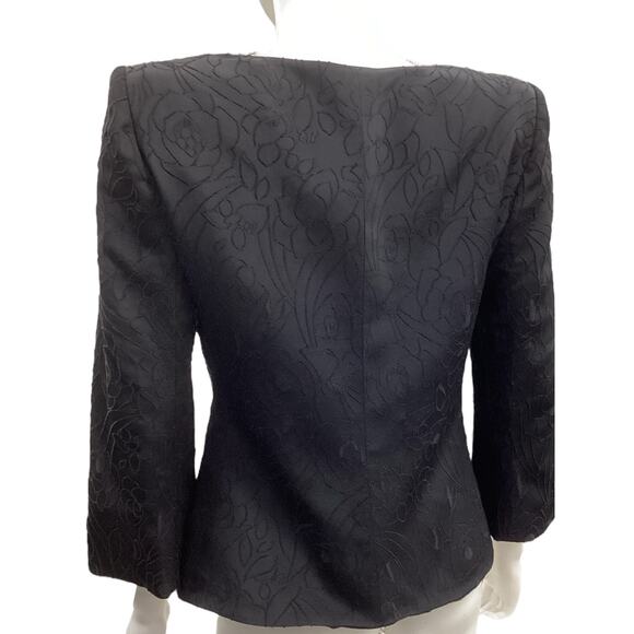 Armani Collezioni Blazer Women’s Size 12 Made In Italy Silk Embroidered Black - Picture 4 of 5